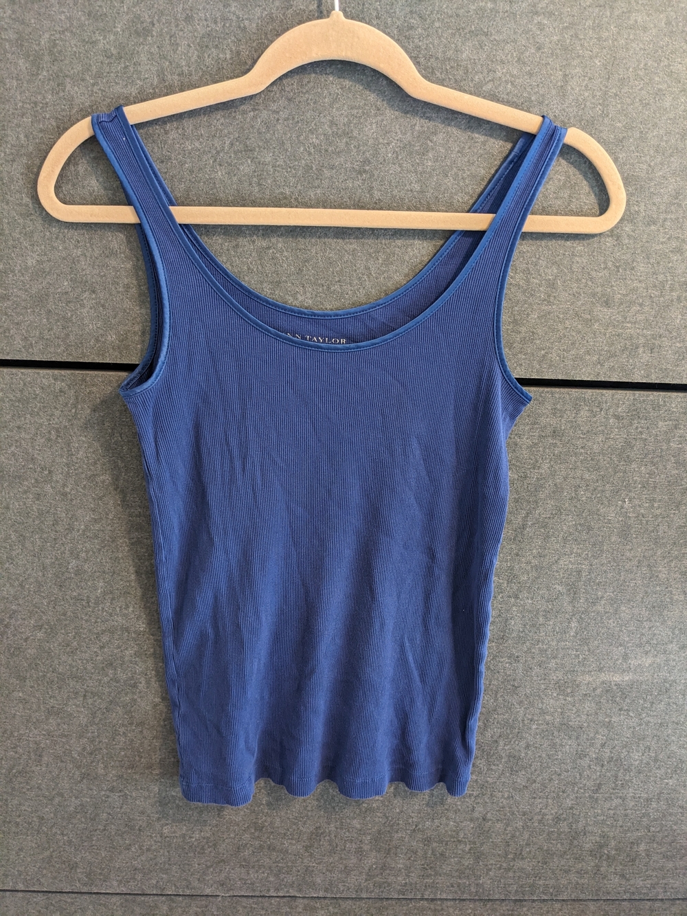 Ann Taylor Women's Blue Ribbed Tank Top